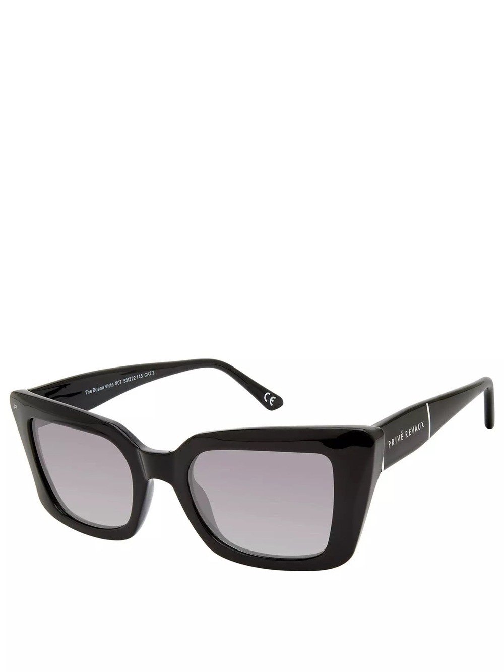 PRIVÉ REVAUX Women’s Black Square Sunglasses with Gradient Lenses
